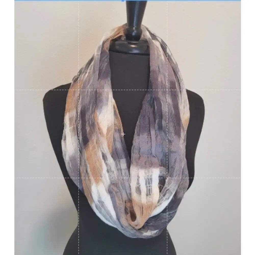 Infinity Scarf 100% Viscose Neutral Beige Gray Pink Minimalist Boho Soft Layer